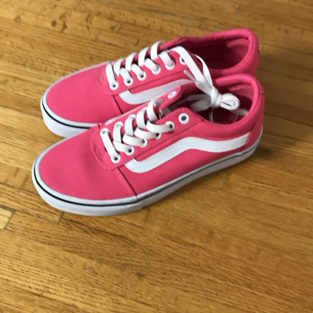 Vans Pink and White Sneakers, Size 6